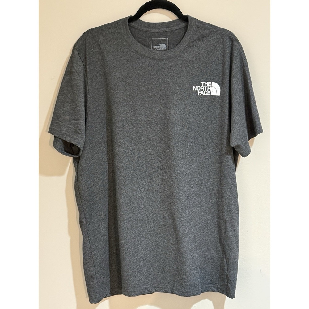 North Face T-Shirt Men's XL With Graphic On Front & Back Tee Short Sleeve Gray